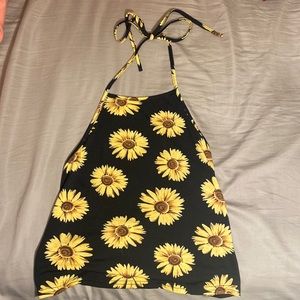 Shein sunflower halter tank top